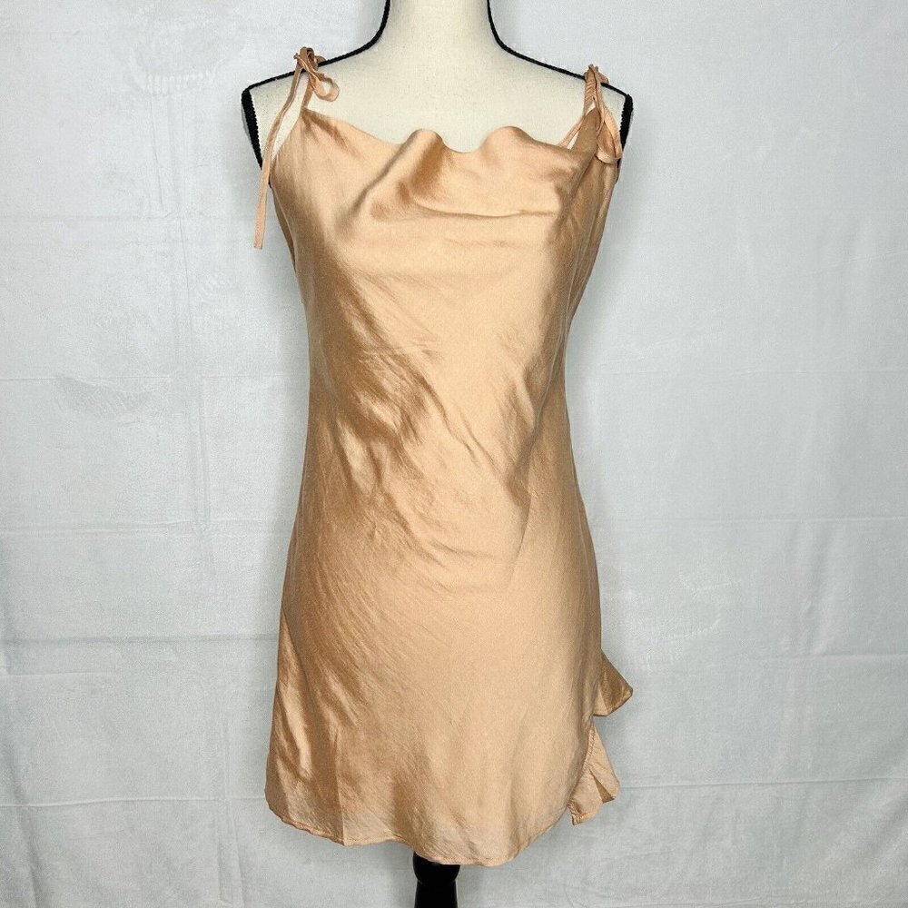 Le Lis Collection Mini Dress Peach Colored Tie Strap Sleeveless Rayon Sz S